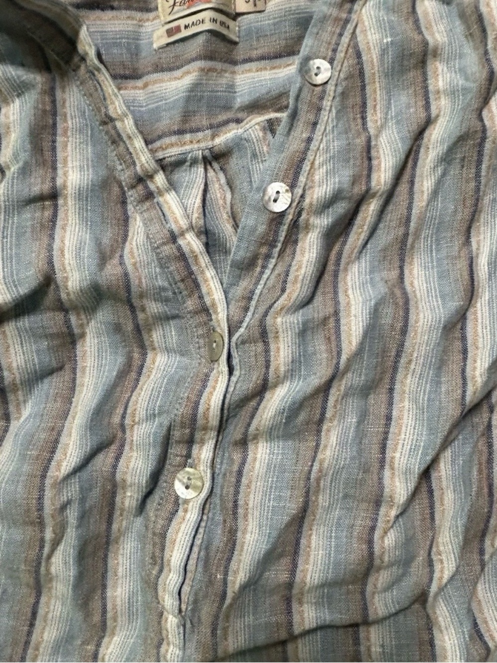 Women’s Faherty Blue Striped Long Sleeve Summer Beach Dress Size Small - Picture 3 of 4